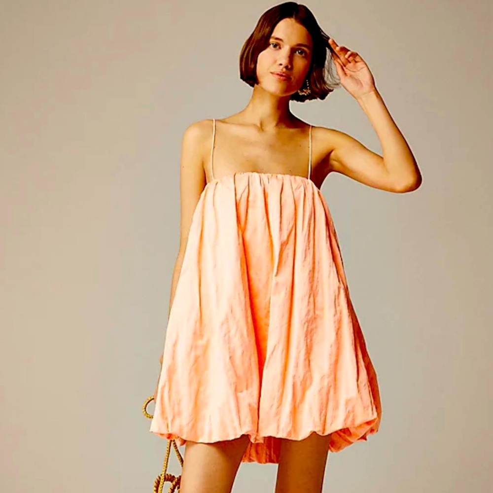 Collection Satin Mini Bubble Dress in Brilliant Peony- SOLD OUT